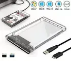 2.5 inch USB 3.0 SATA HDD Enclosure Case External Hard Drive Transparent