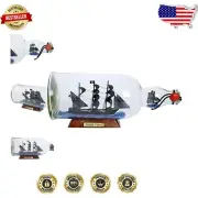 Nautical Black Pearl Model Ship in Glass Bottle - Ready to Display Treasure