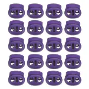 0.7x0.8" Cord Locks, 30 Pack Double Hole Spring End Toggle Stopper, Dark Purple