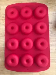 GALERIE CANDY silicone donut mold RED makes 12 shapes 2" NEW
