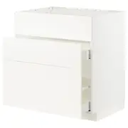METOD / MAXIMERA base cab f sink+3 fronts/2 drawers, white/Veddinge white, 80x60x80 cm