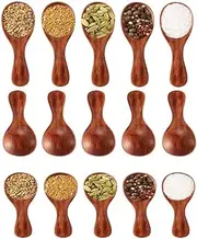 20 Pack Mini Wood Spoon with Short Handle-Small Wooden Salt Spoon, Perfect for Small Jars of Jam, Spices, Condiments, Seasoning, Sugar, Honey, Coffee, Tea, Mustard, Ice Cream