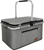 35L Large Picnic Basket Shopping Travel Camping Grocery Bags 2 35L, Gray