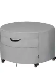 PTEROMY Patio Fire Pit Table Cover, Heavy Duty Canvas Outdoor Waterproof KHAKI