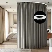 cbsroro Room Divider Ceiling Mounted Curtains Track Sets Extra Wide Blackout Curtain Flexible Tracks for Bedroom Privacy Partition Separator, 1 Panel Light Grey Drape and White Rail, W10 x H9ft