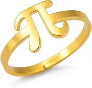 [TEAMER] Delicate PI Symbol Ring Size Adjustable Pi Math Symbol Ring Stainless Steel Math Physics Science STEM Jewellery for Women and Men