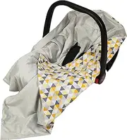 Viculii Double Sided Baby Wrap for car seat | yellow & grey triangles baby wrap swaddle cover cosytoes blanket for car seat 100x100cm | boy or girl