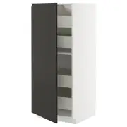 METOD / MAXIMERA high cabinet with drawers, white/Upplöv matt anthracite, 60x60x140 cm