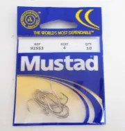 Package Mustad 10-Pack Extra-Strong Beak Hook, Stainless Steel Size 4