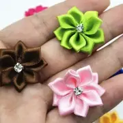 20Pcs Satin Ribbon Flower Mini Bow Appliques Wedding Crafts Decoration Accessory