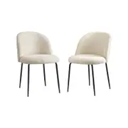 Oikiture 2x Dining Chairs Sherpa Warm White