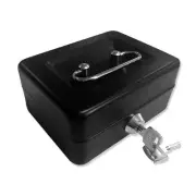 Jssmst Locking Small Steel Cash Box with Money Tray,Lock Box,Black Small