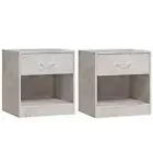 Concrete Grey Bedside Cabinets Set of 2 with Drawer Modern Nightstands