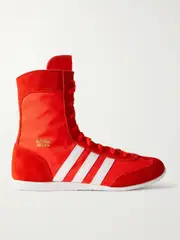 [adidas Originals] adidas Originals - Japan H Grosgrain And Suede-trimmed Canvas High-top Sneakers - Red - UK 6 UK 6 Red
