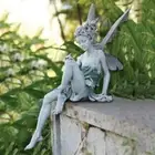 White Resin Fairy Statue Ledge Shelf Fountain Decorative Figurine Porch Angel