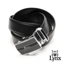 在飛比找momo購物網優惠-【Lynx】美國山貓黑帶格調真皮自動扣皮帶