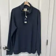 surfside supply bobby BRUSHBACK FLEECE QUARTER ZIP NAVY BLAZER HEATHER