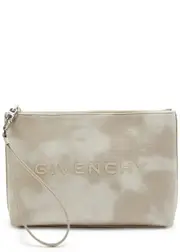 Givenchy Logo-embroidered Canvas Cosmetics Pouch - Taupe ONE SIZE