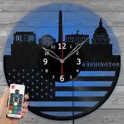 LED Vinyl Clock Washington Light Vinyl Record Wall Clock Decor Home 5034