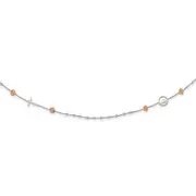 Sterling Silver Beaded With Rose-Tone Roses Religious 18 Inch Necklace 1 Extension