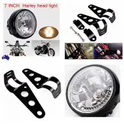 7'' Motorcycle Turn Signal Headlight Projector Yellow LED For Harley Bobber Dyna