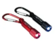 Portable Red/ Black Keychain LED Flashlight with Carabiner Clip Small Compact