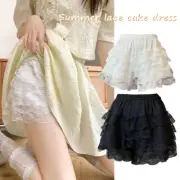Womens Satin Lace Underwear Frilly Pettipants Bloomers Safety Lolita Short Pants