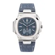 Patek Philippe Nautilus Watch 40MM Blue Index Hour Markers Dial White Gold