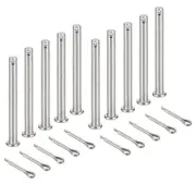 10Pcs M6x80mm Clevis Pins, Single Hole Flat Head Hitch with Cotter Pins, Silver