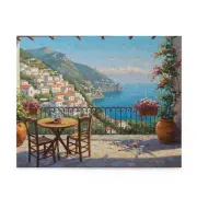 Puzzle, Landscape, Sea, Italy, Cliff House, oil painting, Jigsaw Game,
