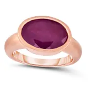 Sideways Oval Pink Sapphire Ring in Solid 14K Rose Gold