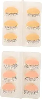 FOMIYES Realistic Eyelash Extension Trainer Head 6 Pairs of Eyelids Silicone Lash Mannequin for Practice
