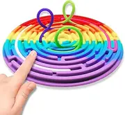Anemeeoke Sensory Activity Board for Kids and Adults, Double-Sided Silicone Fidgets Toys - Silent, No Mess, for Calming, Stress Anxiety, ADHD&Autism - Includes Portable Travel Bag &12Strings Rainbow
