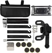 Bicycles Repair Bag with Tire Pump, Bicycles Tire Repair Tool Kit, Portable Bicycles Pump, 120PSI 16‑in‑1 Multifunction Tire Inflator Repair Patch Kit Bike Parts (Black)
