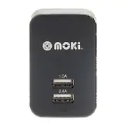 Moki Dual USB Wall Charger Blk