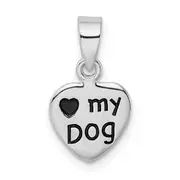 Sterling Silver Rhodium-Plated Antiqued Love My Dog Pendant