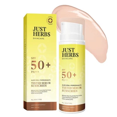 Just Herbs Tinted Sunscreen SPF 50+ PA+++ UVA/UVB Protection for Oily Skin 30ml