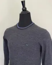 New ETRO Men's Sweater XL size Crew Neck Pullover Dark Gray Wool Knit Jumper