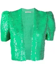 ALICE + OLIVIA CHERRYL SEQUIN GREEN JACKET SIZE S NWT