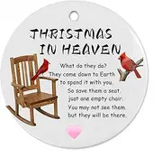 Christmas in Heaven Memorial Ceramic Ornament, Cardinal Christmas Decor, Sympathy Cardinal Remembrance Gift, Christmas Tree Hanging (AC-Christmas in Heaven)