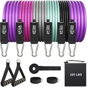 200 Lbs Resistance Bands Set, Exercise Bands with Door Anchor, Handles, Carry Bag, Legs Ankle Straps for Resistance Training, Physical Therapy, Home Workouts for Men and Women