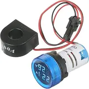 Round Digital Volt-Ammeter Voltammeter Ammeter Voltmeter Display Voltage & T Meter Panel Meter Ac50-500V Ac0-100A Blue Blue