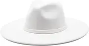 [Generic] Womens Mens 9.5CM Big Wide Brim Fedora Hat Unisex Jazz Hats Church Panama Felt Fedora Hats