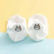 Cat Embroidered Socks White - One Size