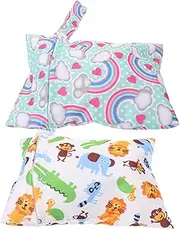 QUMIIRITY 2Pcs Nursery Diaper Bags Portable Storage Pouches with Printed Design for Organizing Wet Dry Diapers Travel Home Use