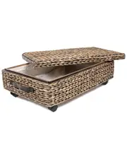 HAPPIMESS Chett Minimalist Hand-Woven Underbed Storage Bin with Wheels & Handles