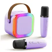 Kids Karaoke Machine for Girls Gifts: Mini Portable Singing Purple With 2 Mic