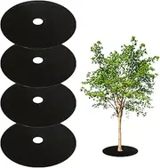 Tezhile 4PCS 32.2" Non Woven Tree Mulch Ring, Weed Barrier Landscape Fabric, Reusable Tree Mulch Ring Non Woven Landscape Fabric for Gardening Landscaping Weed Control Root Protection
