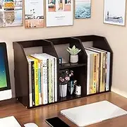 Desktop Bookshelf, Office Organizer, Counter Top Bookcase, Desk Supplies Organizers and Accessories Storage Display Rack Office Home Decor (Black)