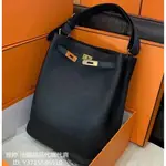 二手精品 HERMES 愛馬仕 SO KELLY 22CM 水桶包 黑色 銀扣 金扣 單肩包 手提包